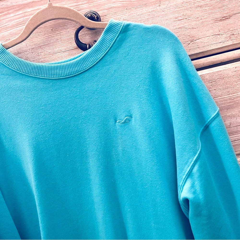 Turquoise Hollister Crew Neck Pullover Women’s XL Spring Pullover Oversized Tops